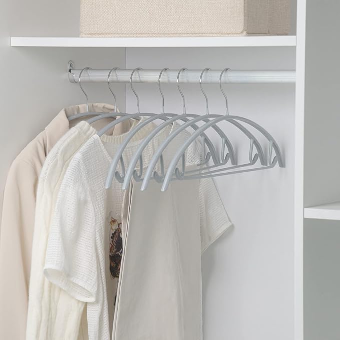 Nature Smile Non Slip PVC Coating Sweater Hangers,Dress Suit Coat Hangers,Shoulder Bump Free Golf T Shirts Clothes Hangers (Silvery Grey Color 20 Pack)