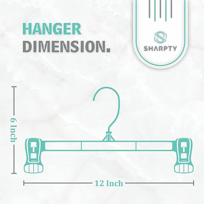 Sharpty Pant & Skirt Hangers - Closet Hangers for Shorts, Shirts, Jeans, Dresses, Slacks, Coats, Clothes, Clothing, Garments & More - Durable, Space Saving & Non-Slip, Black - 25 Pack
