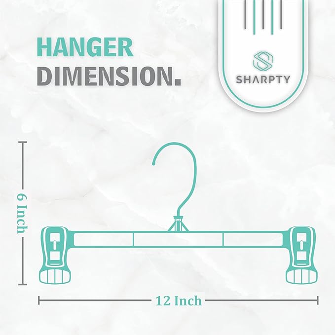 Sharpty Pant & Skirt Hangers - Closet Hangers for Shorts, Shirts, Jeans, Dresses, Slacks, Coats, Clothes, Clothing, Garments & More - Durable, Space Saving & Non-Slip, White - 10 Pack
