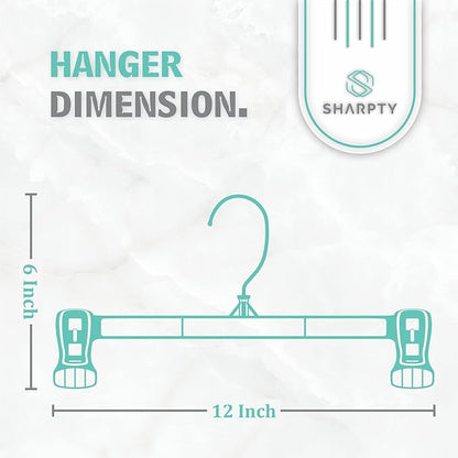 Sharpty Pant & Skirt Hangers - Closet Hangers for Shorts, Shirts, Jeans, Dresses, Slacks, Coats, Clothes, Clothing, Garments & More - Durable, Space Saving & Non-Slip, White - 10 Pack