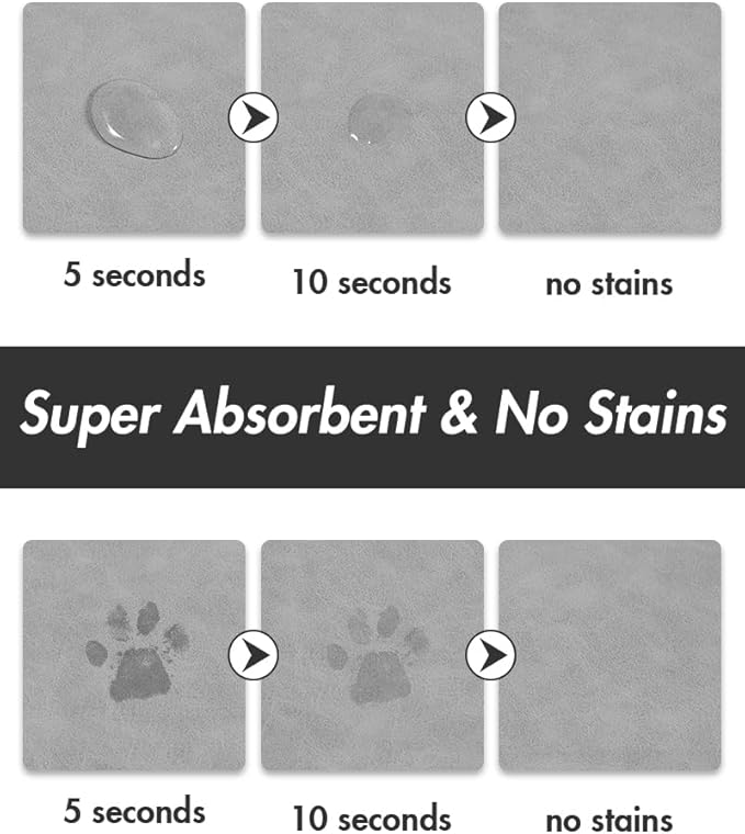 Absorbent Dog Food Mat-Dog Cat Mat for Food and Water Bowl, Quick Dry Pet Food Mat, No Stains Pet Feeding Pad, Cat Accessories Pet Supplies-Water Bowl Mat for Messy Drinkers