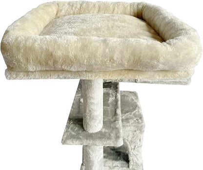 SHENGOCASE Cat Tree Tower Accessories Replacement Parts Top Cushion Bed Cover for Cat Perch with Elastic Band (11.8" x 15.7", Beige)