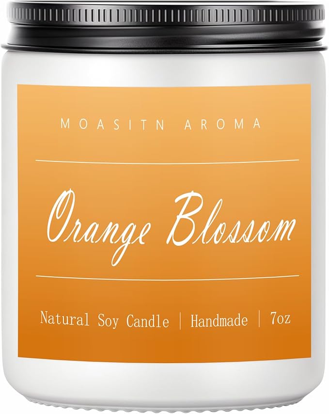 MOASITN Orange Blossom Highly Scented Candles for Home| Natural Soy Aromatherapy Candle| Handmade Long Lasting Jar Candle| Candel Gift for Women,Men as Spring, Summer,Relaxing,Housewarming Gifts| 7oz