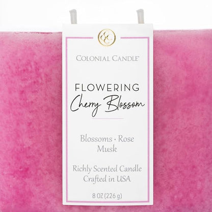 Colonial Candle Flowering Cherry Blossom Scented Candle Jar, Highly Fragranced Candles for Home Scented, Mottled Wax Candle, 2 Wick, 8 oz - Made in The USA