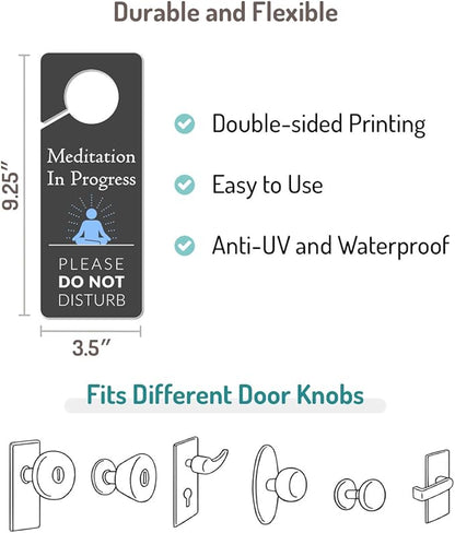 2 Pack Meditation Door Hanger, 9.3"x3.5" PVC Plastic, Do Not Disturb Sign for Room