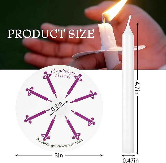 200 pcs Church Candles with Drip Protectors for Devotional Candlelight Vigil Service, Unscented White 5" H X 1/2" D, No Smoke, Shabbat, Praye
