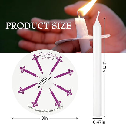 100 pcs Church Candles with Drip Protectors for Devotional Candlelight Vigil Service, Unscented White 5" H X 1/2" D, No Smoke, Shabbat, Praye
