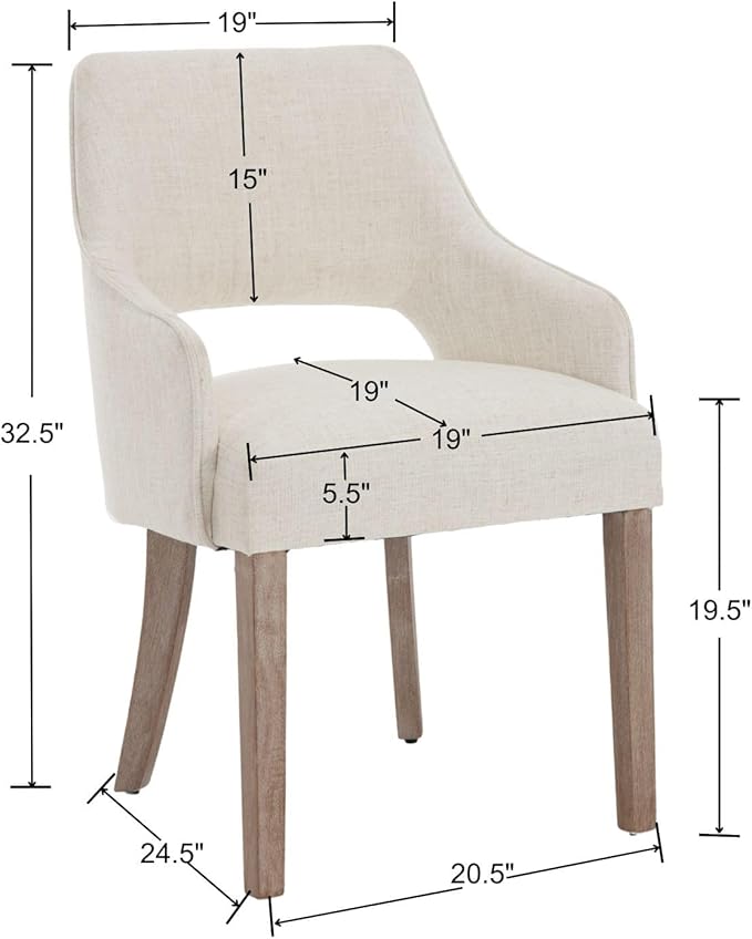 Linen Dining Chairs Set of 6, Upholstered Farmhouse Kitchen Chair Accent Chairs Side Chair with Wood Legs for Living Room/Dining Room/Bedroom/Restaurant, Upgraded Size, Cream