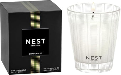 NEST New York Scented Classic Candle, Grapefruit - 8.1 oz - Up to 60-Hour Burn Time - Reusable Glass Vessel