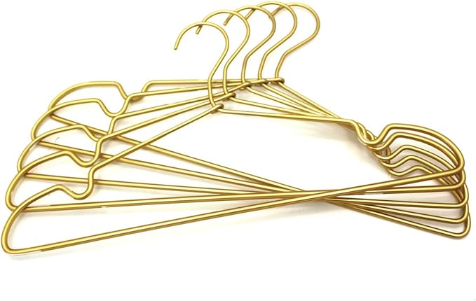Premium Clothes Hangers 16.5" Metal Gold Coat Hangers Non Slip Hook Laundry Wire Suits Shirt Hangers Save Space Closet Storage Pants Hanger 30Pack