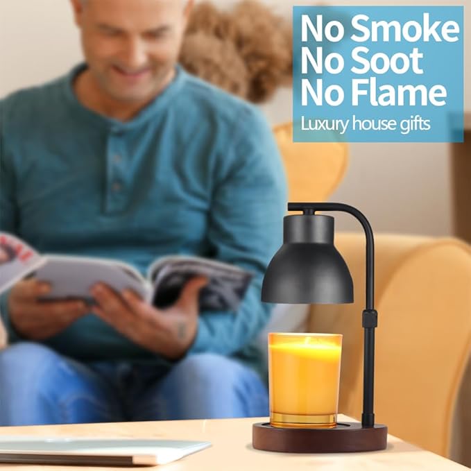 Dimmable Candle Warmer Lamp Adjustable Height Electric Wax Melt Warmer for Jar Scented Candles Suitable for Home Office Decor Birthday Gifts for Women Mom Grandma（with 2 Bulbs）