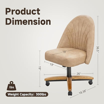 Chromcraft Caster Swivel Tilt Dining Chairs, PU Leather Chairs with Soft Wheels, Ultra Comfy Sturdy Kitchen Chairs, Rolling Chair on Wheels for Home (Ivanhoe NPL Nude)
