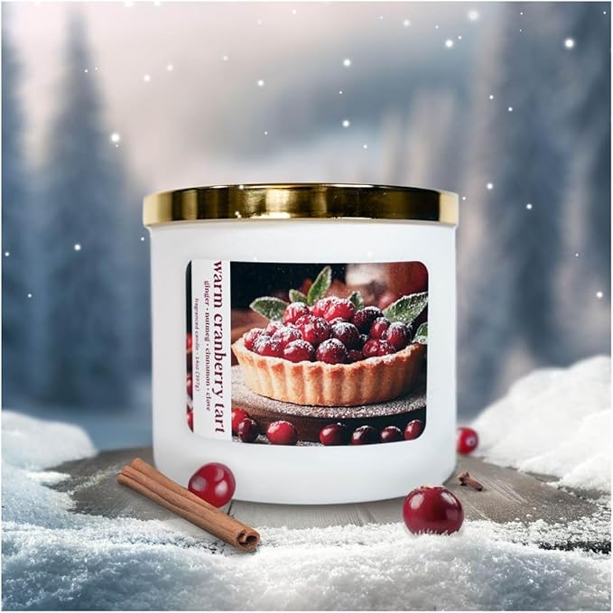 Colonial Candle Holiday Scented Candle, Warm Cranberry Tart, 14 oz - Made in The USA