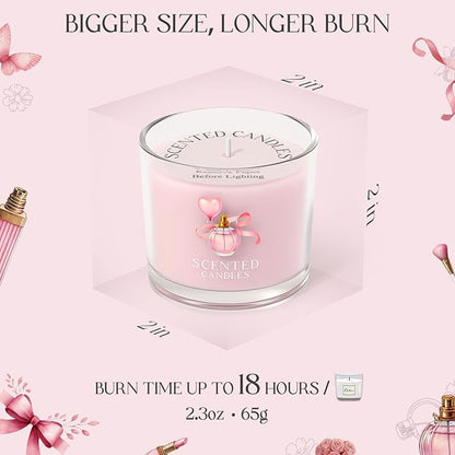 Pink Candles, Scented Candle Gift Set for Stress Relief, 3 Votive Candles for Women and Men, Birthday Candle Gifts for Women, Candles Gifts for Women (Pink, 7 oz)