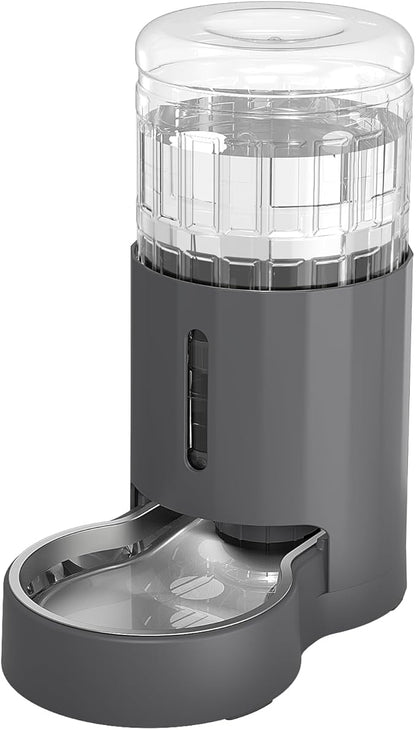 Cat Water Dispenser and Stainless Steel Bowl, Automatic Gravity Water Dispenser for Cats or Small Medium Size Dogs, Large Capacity, Easy to Clean and Safe for Pets