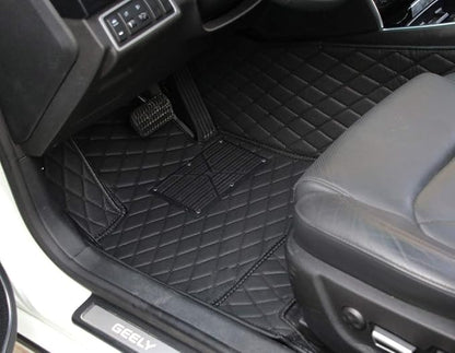 Custom Car Mats with Text & Image Personalization, Upload Your Own Word/Name/Photo, All-Weather Leather Floor Liners for SUV Sedan Truck- Black/Black