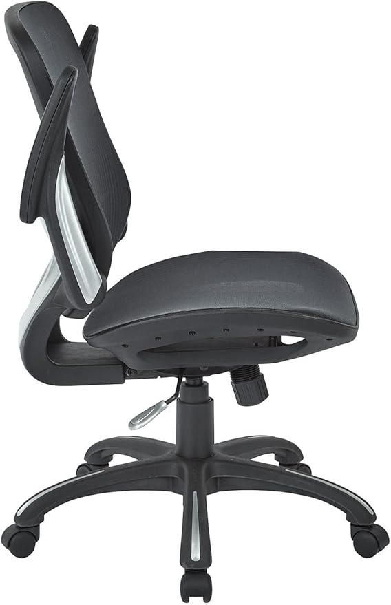 Office Star Ventilated Manager's Office Desk Chair with Breathable Mesh Seat and Back, Black Base, Black