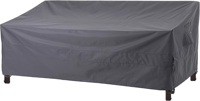 WJ-X3 Waterproof Patio Sofa Cover for 3-Seater Couch, Heavy Duty & UV Resistant, Windproof, 87" W x 42" D x 35" H, Grey