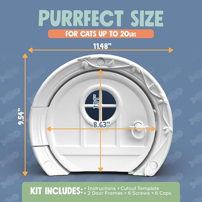 Gnome® Door Cat Door for Interior Doors - Stylish & Functional with No Flap, Lockable, and Easy Installation, Spacious Large Kitty Door for Cats Up to 20 lbs, Private and Comfortable Pet Door
