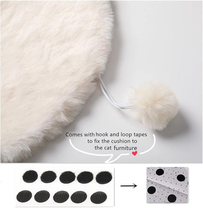 SHENGOCASE Pet Bed Cushion Pad, 12 x 12 inches, Square Faux Rabbit Fur, 2-Pack, Cat Tree Tower Replacement Mat