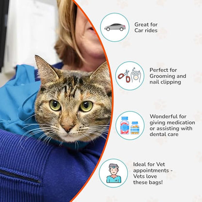 Cat-in-the-Bag Cozy Comfort Carrier - Extra Small Light Blue Cat Carrier Soft and Pet Carrier Administration, Grooming, Vet Visits, Dental Care, and Nail Trimming