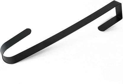 RN'D Over Door Wreath Hanger Hook - Thin Metal Overdoor Wreath Holder Seasonal Hooks for Front or Back Door (Black, 12")