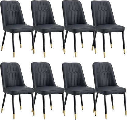 Dining Chairs Set of 8，Modern Dining Chairs, Equipped with PU Leather Backrest Cushions and Black Metal Legs, Suitable for Restaurants, Kitchens, and Bedrooms Dining Room Chairs