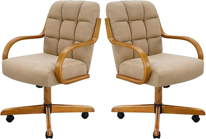 Chromcraft Set of 2 Swivel Tilt Fabric Chair Ultra Comfortable Kitchen Chair with Wheels for Home Kitchen
