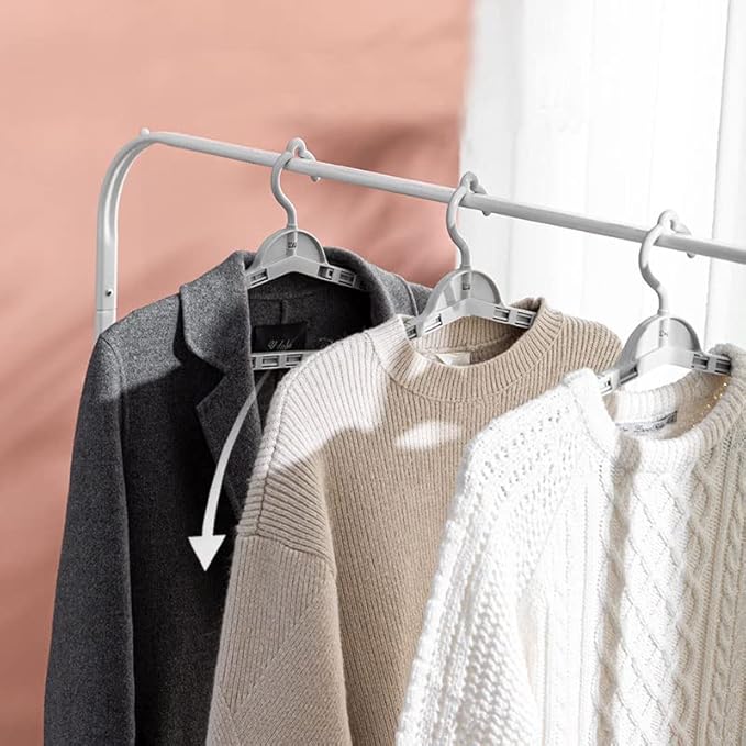 4 Pack Extra Large Hangers Enlarge Adjustable Shoulder 16.5"-26" Drying Hanger Sturdy for Wide Polos Tops Cardigans Quilt Bath Towel Big and Tall Shirts (Light Gray)