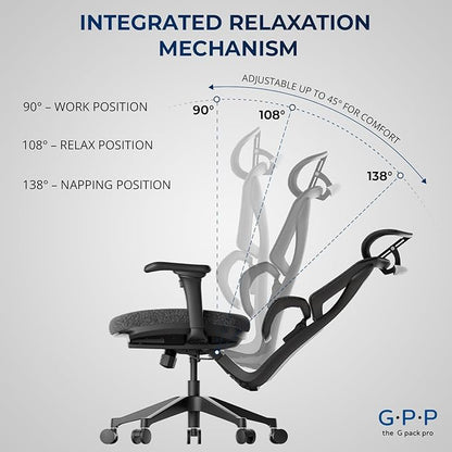 Ergonomic Office Chair – Computer Chair with Divided Tilted Back, Adjustable Armrests & Soft Seat – Holds Up to 290bs (Gray)