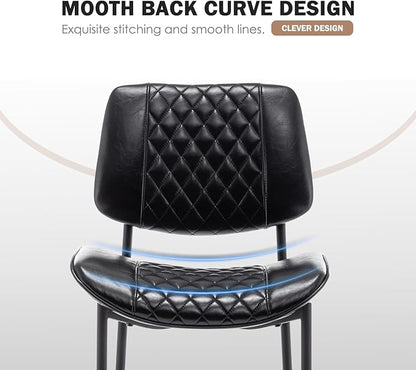 Modern Dining Chairs Set of 4, Leather Dining Chair with Metal Legs, Upholstered Dining Room Chairs for Dining Room, Kitchen, Vanity (Black)