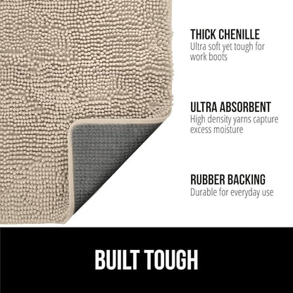 GORILLA GRIP SoakSTOPPER Dog Door Mat, 36x24 Machine Washable Rug Absorbent Doormat Captures Moisture Mud Dirt, Quick Dry Soft Chenille Entryway Rugs Indoor Entrance Mats for Dog Paws, Beige