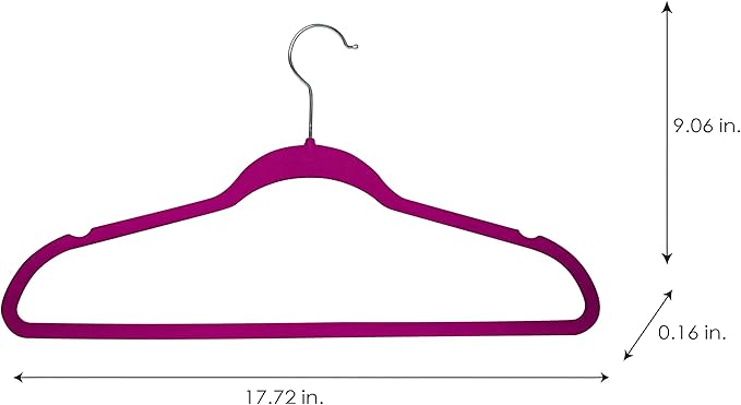 Simplify 10 Super Slim Velvet Huggable Hangers in Fuchsia