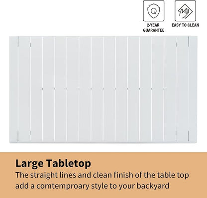 Outdoor Dining Table for 6, 60"x35" Patio Rectangular Dining Tables Powder-Coated Aluminum Table Top Heavy Duty Patio Furniture for Garden,White Frame