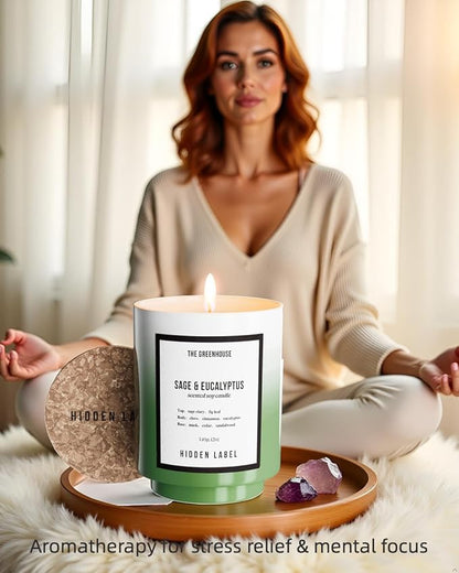 Christmas Candle, Eucalyptus Sage Soy Candle, 12oz/75-Hours Burn Time, 100% Natural Candles Non Toxic, Aromatherapy Candle for Home Scented,Women,Stress Relief, Meditation, Yoga & Relaxation