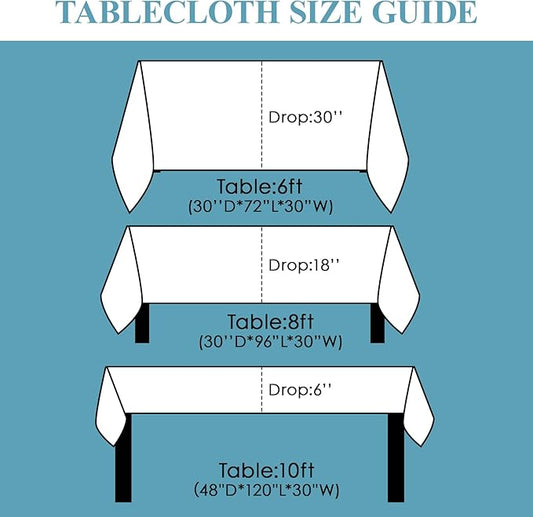 VidaFete Table Cloth 6 Pack 90 * 132inch Rectangle Tablecloth Polyester, Stain Wrinkle Resistant Polyester Dining Table Cover for Kitchen Dinning Party Wedding Rectangular Tabletop Decoration(White)