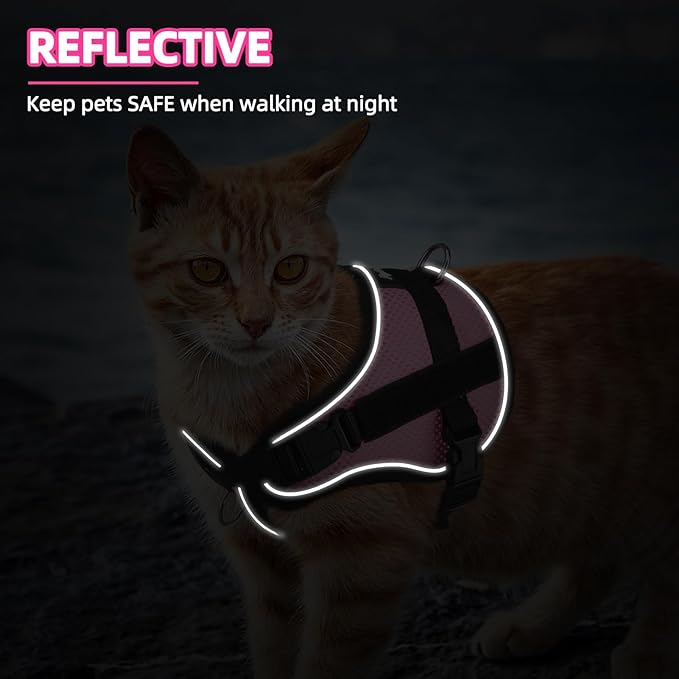 PUPTECK Cat Harness and Leash Set Escape Proof, Adjustable Reflective Kitten Jacket Easy Control, Pet Vest Harness for Cats Small Dogs Puppies Walking and Travel