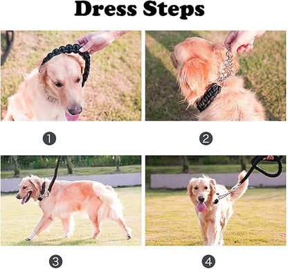 Love Dream Dog Collar and Leash Set, Heavy Duty Nylon Braided Rope Strong 4 FT Dog Leash and Martingale Training Collar for Small Medium Large Dogs Training and Walking (Blue)