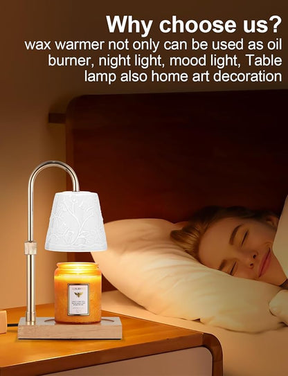 Ceramic Candle Warmer Lamp Dimmable Electric Lamp Candle Warmer for Jar Scented Candles Adjustable Height Mothers Day Birthday Gifts for Women Mom Grandma Offices Home Decor Light(White Butterfly)