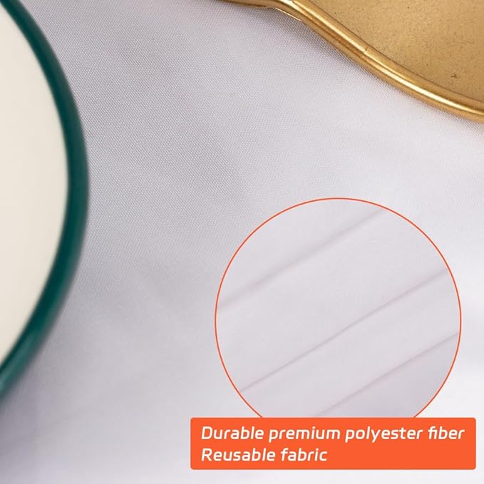 Cuckan 120 Inch Round Tablecloth, 2 Pack White Stain Resistant and Wrinkle-Free Polyester Table Cover for Wedding, Banquet, Party, Restaurant– [White], [2-Pack]