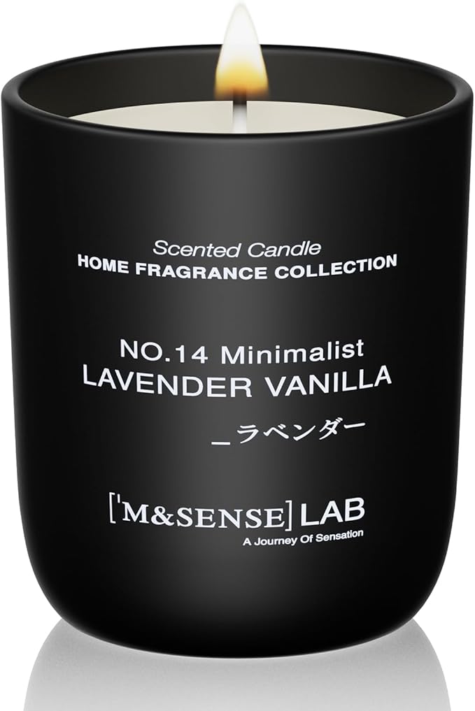 M&SENSE Natural Soy Candle| Lavender Vanilla | 5.3 oz | Minimalist Christmas Scented Candle for Relaxation, Gifting, Home Décor | for Bedroom, Office, Party Small