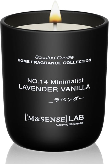 M&SENSE Natural Soy Candle| Lavender Vanilla | 5.3 oz | Minimalist Christmas Scented Candle for Relaxation, Gifting, Home Décor | for Bedroom, Office, Party Small