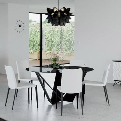 ZURI Modern Jordan Dining Chair in White Leatherette and Matte Black Steel Base