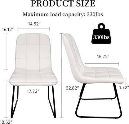 Dining Chairs Set of 4, Modern Kitchen Faux Leather Dining Room Chair for Kitchen Living Dining Room (4 White Chairs)