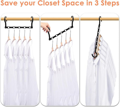 Magic Clothes Hangers Space Saving, Premium Closet Organizers and Storage, Sturdy Plastic Cascading Hanger with 5 Holes for Heavy Clothes, College Dorm Room Essentials, 4 Pack