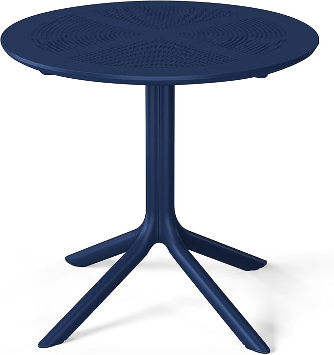 Costaelm Sunshine 31.5" Round Plastic Outdoor Patio Dining Table for 4, Navy Blue