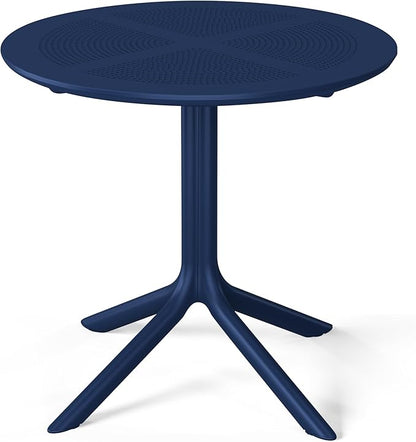 Costaelm Sunshine 31.5" Round Plastic Outdoor Patio Dining Table for 4, Navy Blue