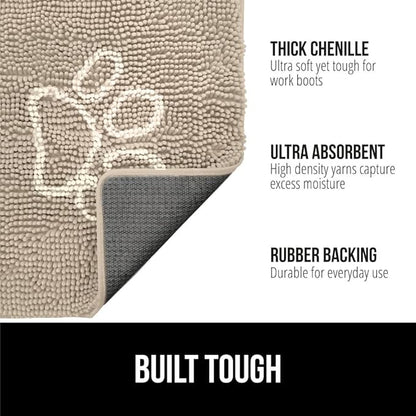 GORILLA GRIP SoakSTOPPER Dog Door Mat, 36x24 Machine Washable Rug Absorbent Doormat Captures Moisture Mud Dirt, Quick Dry Soft Chenille Entryway Rugs Indoor Entrance Mats for Dog Paws, Beige Ivory
