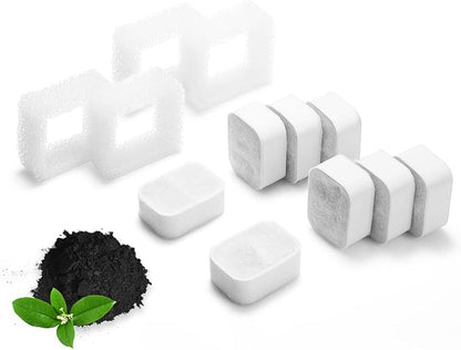 iPettie Replacement Filters for Tritone & Fiumi Ceramic Pet Water Fountain, 8PCS Carbon Filters and 4PCS Foam Filters