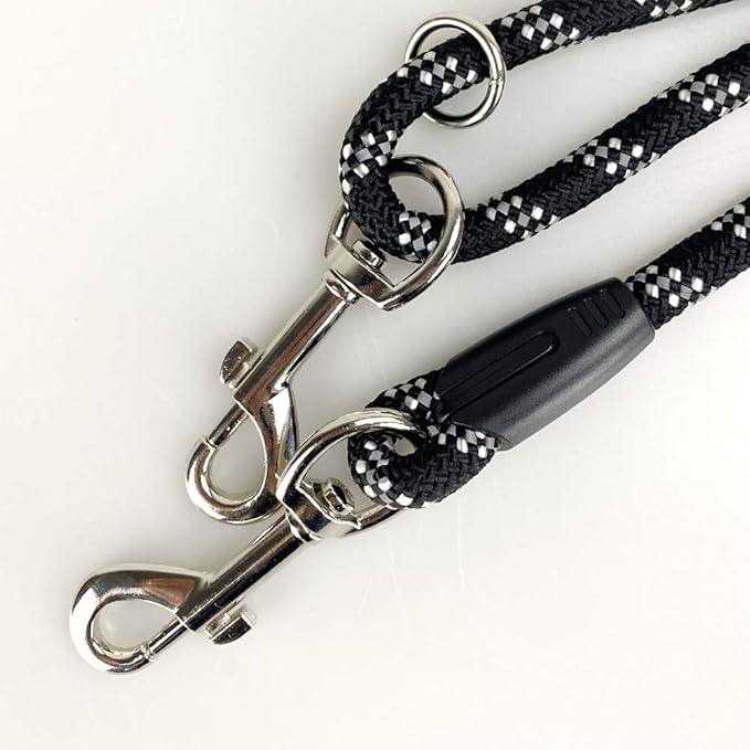 Long Rope Dog Leash for Dog Training 12FT 20FT 30FT 50FT, Reflective Threads Dog Cat Leashes Tie-Out Check Cord Recall Training Agility Lead for Large Medium Small Dogs (Black, 10mm*20ft)